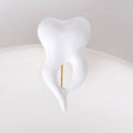 White Enamel Tooth Brooch with Gold Tone Crown Detail view 4
