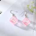 Silver Tone Translucent Resin Dice Hook Earrings in Nine Colors view 11
