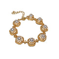 Gold Twisted Leaf Pearl Necklace Bracelet Stud Earrings view 5