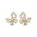 Gold Tone Open Butterfly Flower Crystal Stud Earrings view 5