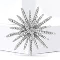 Layered Rhinestone Sunburst Flower Brooch in Silver and Gold view 3