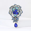 Jeweled Rose Drop Brooch Pin in Four Colorways Decorative Jewelry view 3