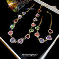 Gold Multicolor Heart Crystal Necklace and Bracelet Styles view 3