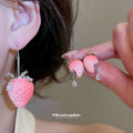Pink Strawberry Drop Earrings in Three Sweet Designs view 2