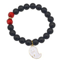 Black Bead Ghost Charm Stretch Bracelet Red Accents view 5