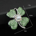 Rhinestone Four Leaf Clover Charm Pendant With Pearl Center view 3