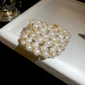 Multi Row Pearl Rhinestone Open Cuff Bracelets Four Styles view 6