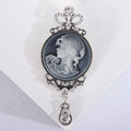 Cameo Portrait Crown Drop Brooch With Crystal Accents view 7
