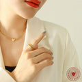 Heart Pendant Cuban Curb Chain Necklace Gold Steel Tone view 2