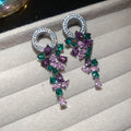 Purple and Green Crystal Chandelier Stud Earrings Fashion Jewelry view 6