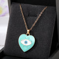 Gold Tone Heart Enamel Lash Evil Eye Pendant Necklaces view 6