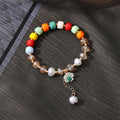 Beaded Stretch Bracelets Flower Pearl Charm Six Colors view 3