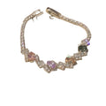 Silver Multicolor Oval Crystal Tennis Flower Bracelet view 5
