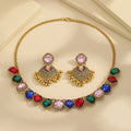 Five Color Faceted Necklace and Earring Jewelry Sets view 9