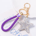 Rhinestone Star Keychain Gold Ring Braided Cord 15 Styles view 7
