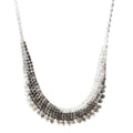 Silver Multi Row Rhinestone Bib Necklace Colored Drop Trim view 5