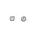 Cushion Halo Clear Center Stone Silver Stud Earrings view 5