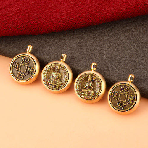 Rotating Brass Zodiac Guardian Deity Keychain Car Key Accessory