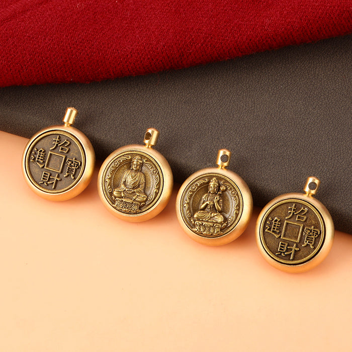 Rotating Brass Zodiac Guardian Deity Keychain Car Key Accessory