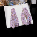 Pink Crystal Wide Hoop Statement Earrings Statement Jewelry Design view 6