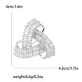 Interlocking Geometric Brooch With Rows of Clear Crystals view 7