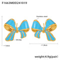 Gold Bow Enamel Stud Earrings Purple Green Blue Finishes view 8