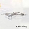 Round Solitaire Two-Ring Set With Pave Bands In Silver Tone view 4