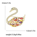 Gold Tone Swan Brooch with Pink or Multicolor Crystal Wing view 7