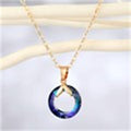 Gold Tone Open Circle Crystal Pendant Necklaces in Five Colors view 6