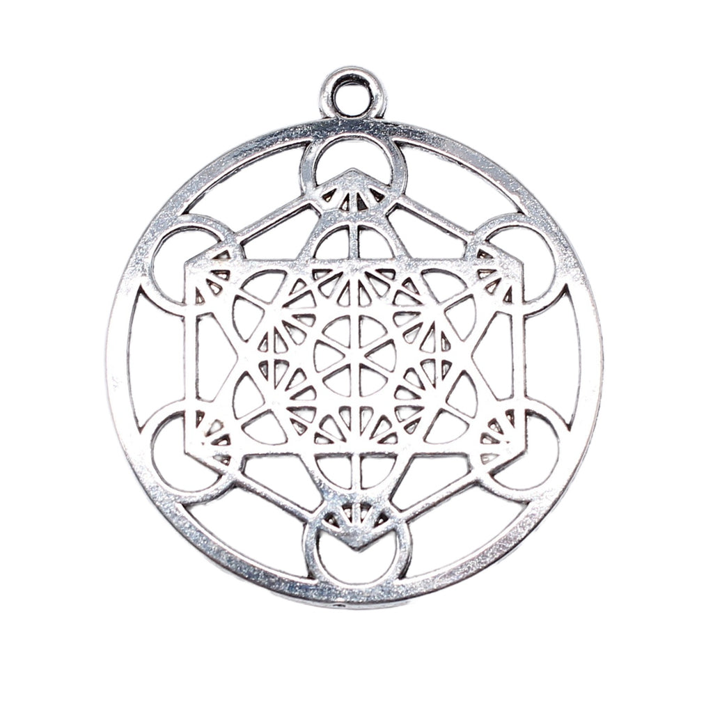 45x40mm 6.6g Antique Silver Zinc Alloy Metatron Cube Bead for Jewelry Making