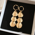 Tiered Oval Disc Drop Earrings in Gold and Silver Tones view 3