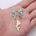 Enamel Mermaid Charms in Four Colors with Gold Tone Edges view 7