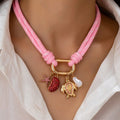 Shell Starfish Turtle And Pearl Charm Necklace In Gold Tone Metal view 1