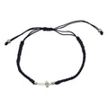 Black Braided Cord Adjustable Silver Cross Bracelet view 5