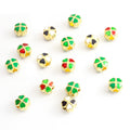 Green Four Leaf Clover Enamel Alloy Beads in Four Finishes view 3