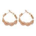 Gold Tone Braided Texture Hoop Stud Earrings Fashion Jewelry view 5
