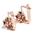 Rose Gold Leverback Round Clear Stone Earrings Scalloped Setting view 3