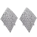 Diamond-Shaped Pave Leverback Earrings In Silver Tone view 5