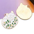 Enamel Zinc Alloy Flower Fox animal charm pendants for DIY necklaces earrings accessories