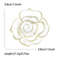 Gold Trim Camellia Brooch In White And Black Enamel view 5
