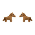 Brown Flocked Mini Pony Horse Stud Earrings Pair Set view 5