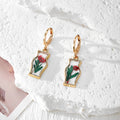 Gold Vase Resin Dried Flower Huggie Hoop Earrings 6 Styles view 7