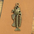Vintage Punk Fish Bone Alloy Necklace Pendant