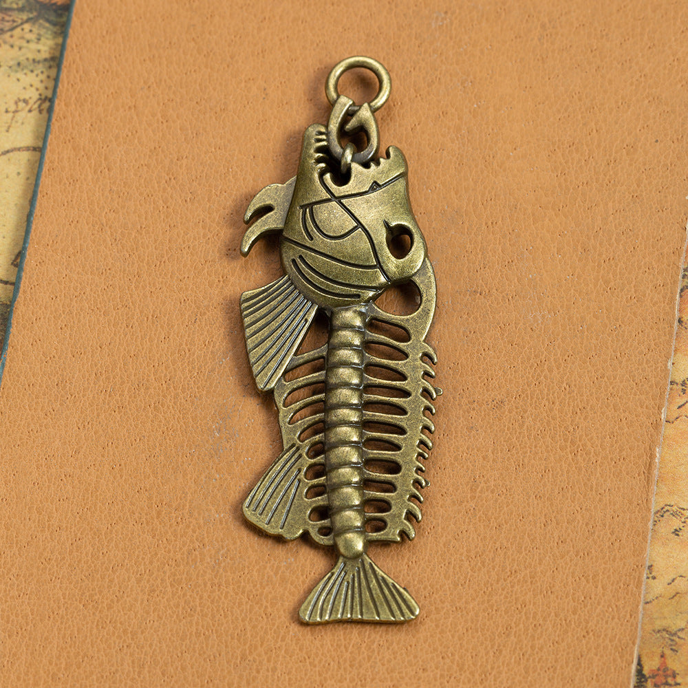 Vintage Punk Fish Bone Alloy Necklace Pendant