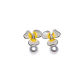 Gradient Flower and Pearl Drop Earrings in Three Colors view 5