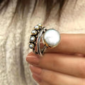 Pearl-Like Double-Orb Open Ring In Gold Silver And Two-Tone view 2