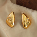 Triangle Eye Stud Earrings Gold Or Steel Polished Metal view 2