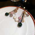 Multicolor Beaded Cluster Tassel Hook Earrings With Decorative Metal Details view 6