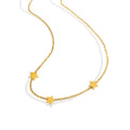 Gold Rose Steel Three Star Charm Station Necklace Chain view 5
