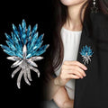 Aqua Blue White Floral Bouquet Crystal Metal Brooch Pin view 4